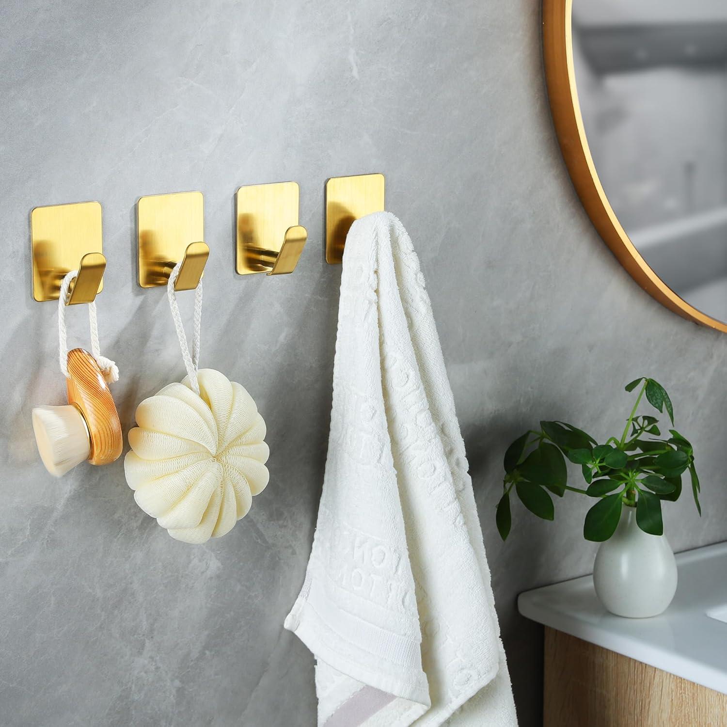 Ganchos Adhesivos Taozun Dorados Set de 4 Acero Inoxidable