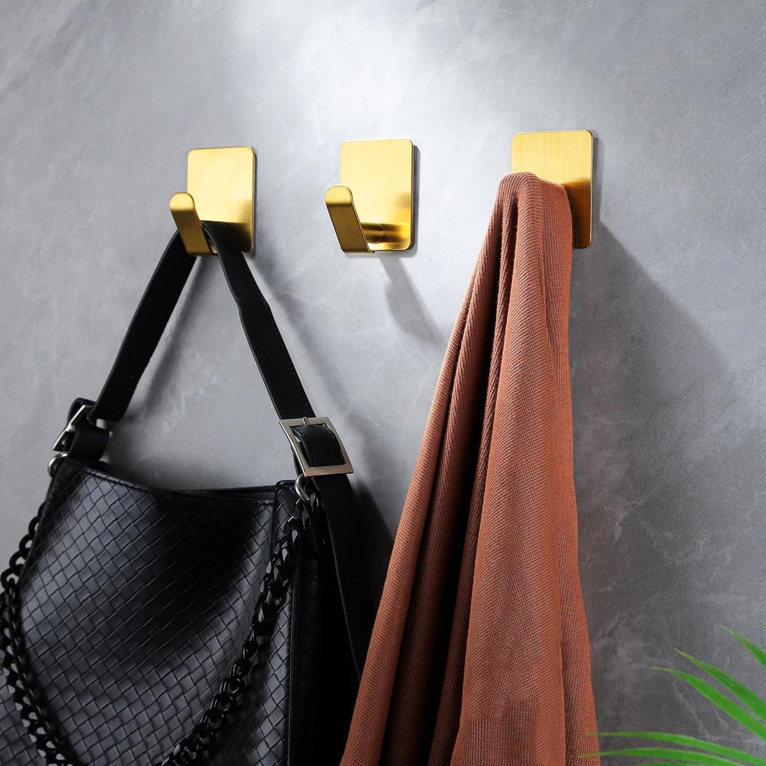 Ganchos Adhesivos Taozun Dorados Set de 4 Acero Inoxidable