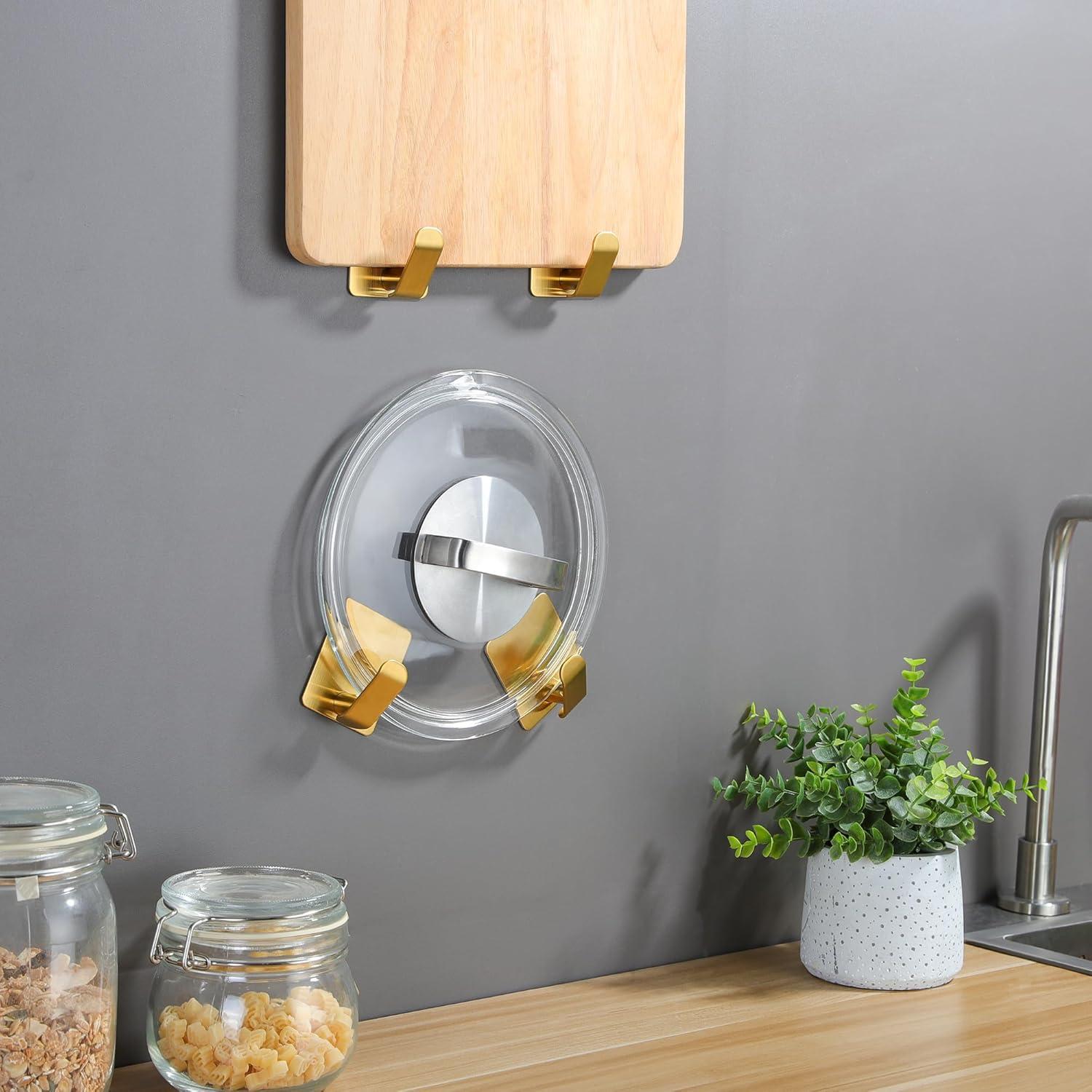 Ganchos Adhesivos Taozun Dorados Set de 4 Acero Inoxidable