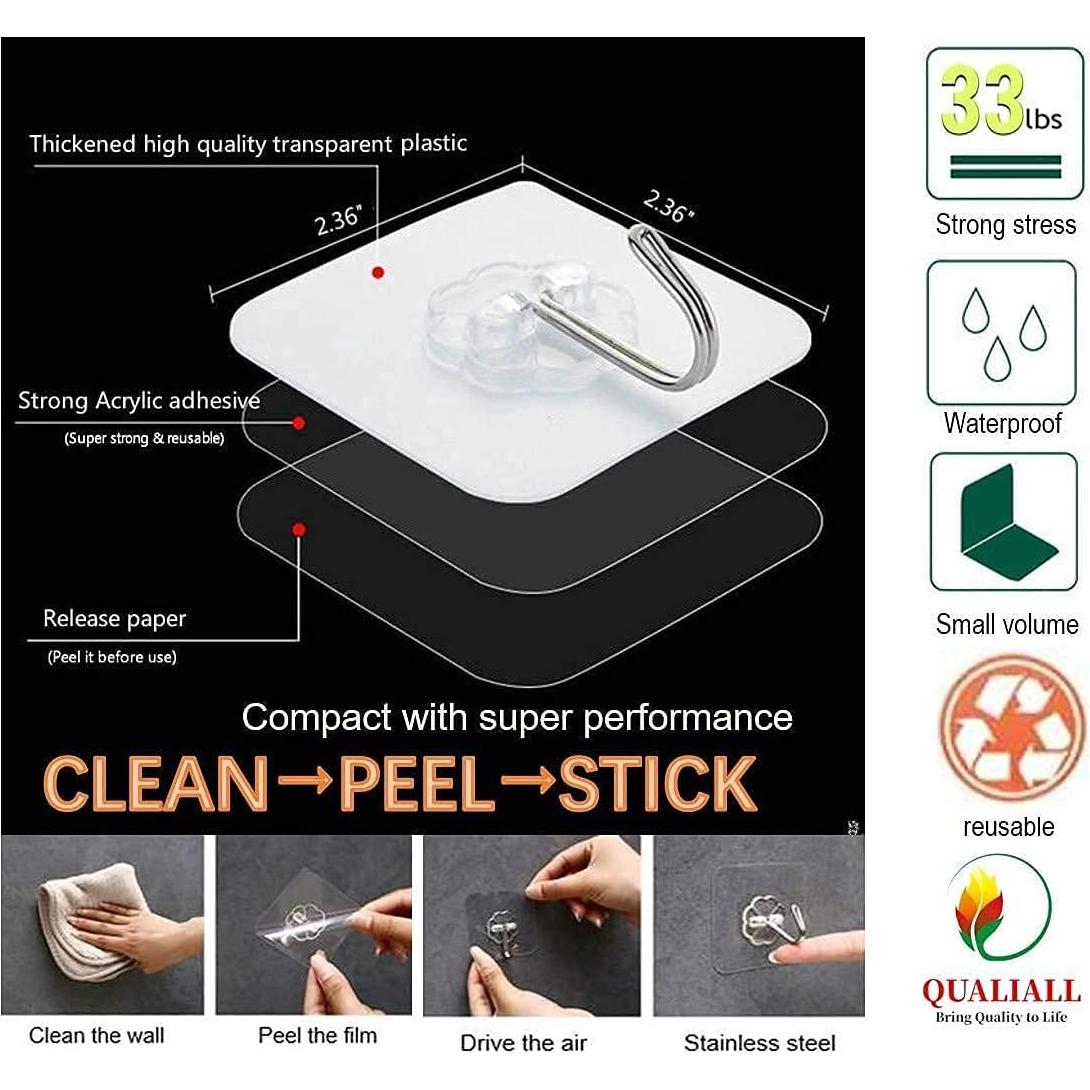 Ganchos Adhesivos de Alta Resistencia QUALIALL - 20 Paquetes, 15kg