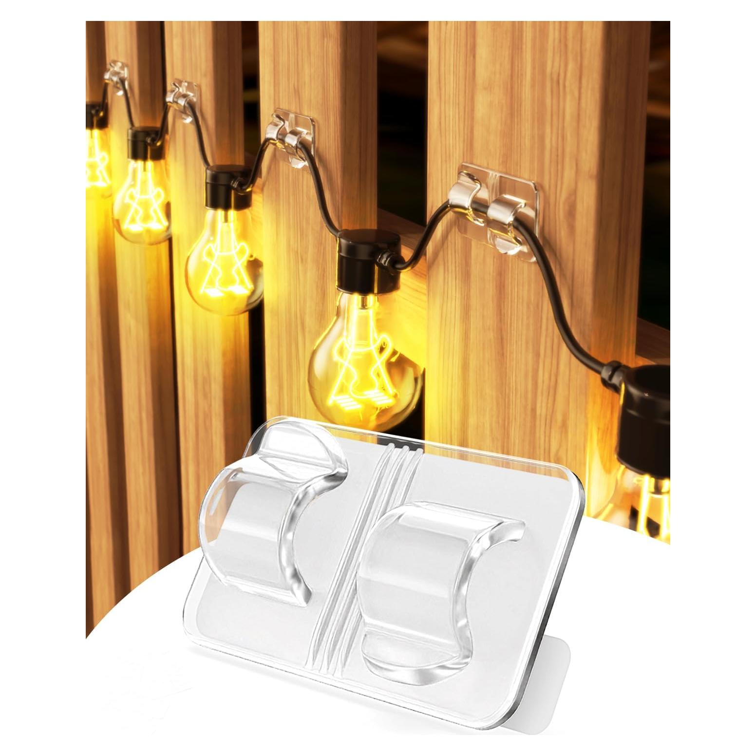 Ganchos grandes transparentes ispneay para luces de cuerda - 16 unidades