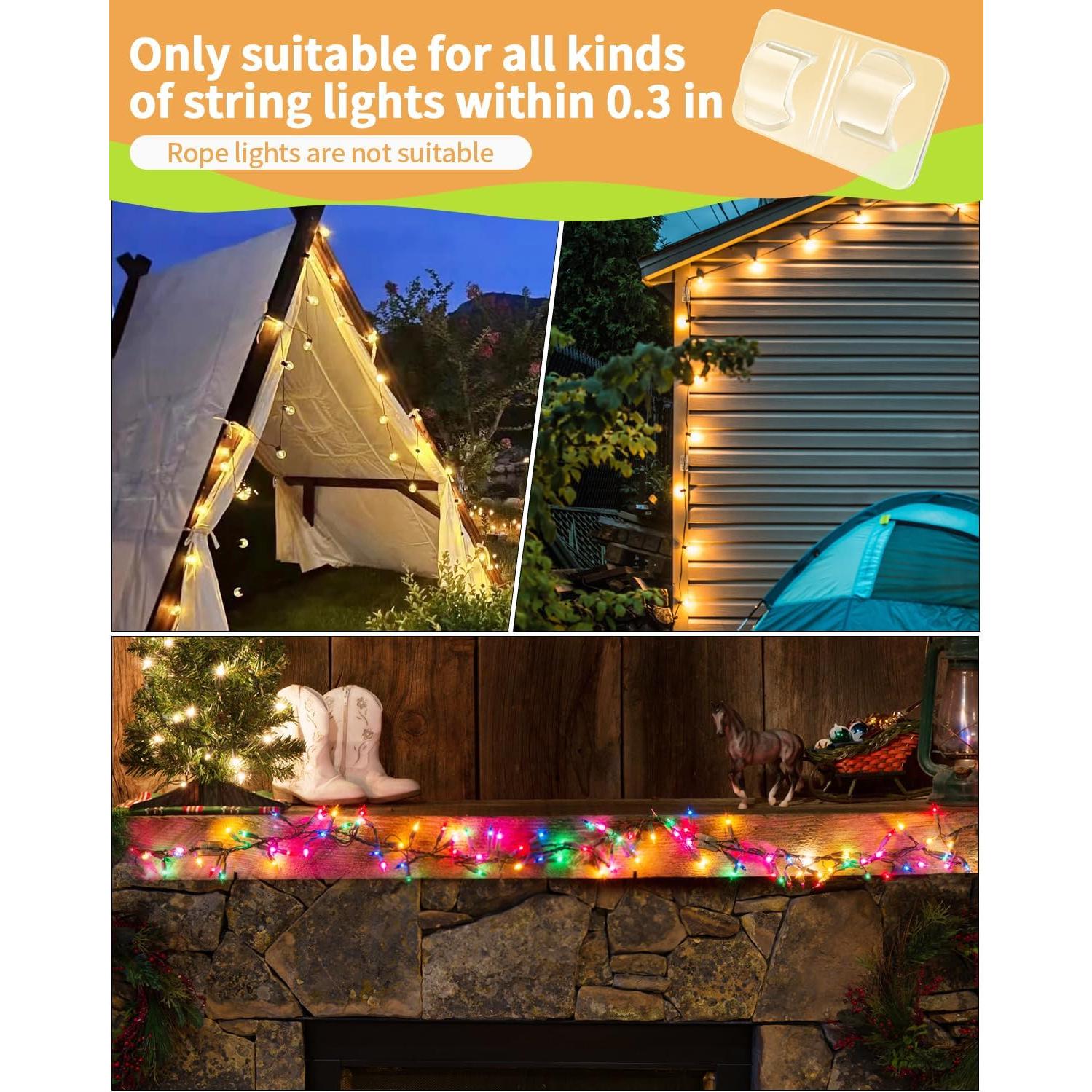 Ganchos grandes transparentes ispneay para luces de cuerda - 16 unidades