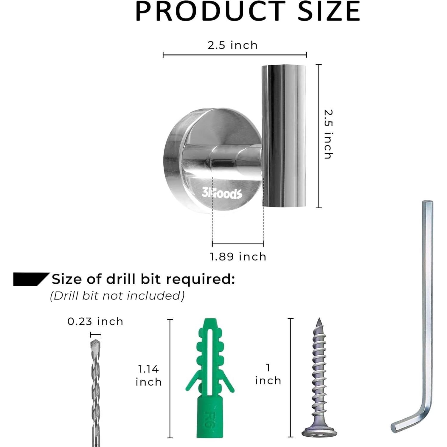 Ganchos de Pared 3iGoods de Acero Inoxidable - Paquete de 4