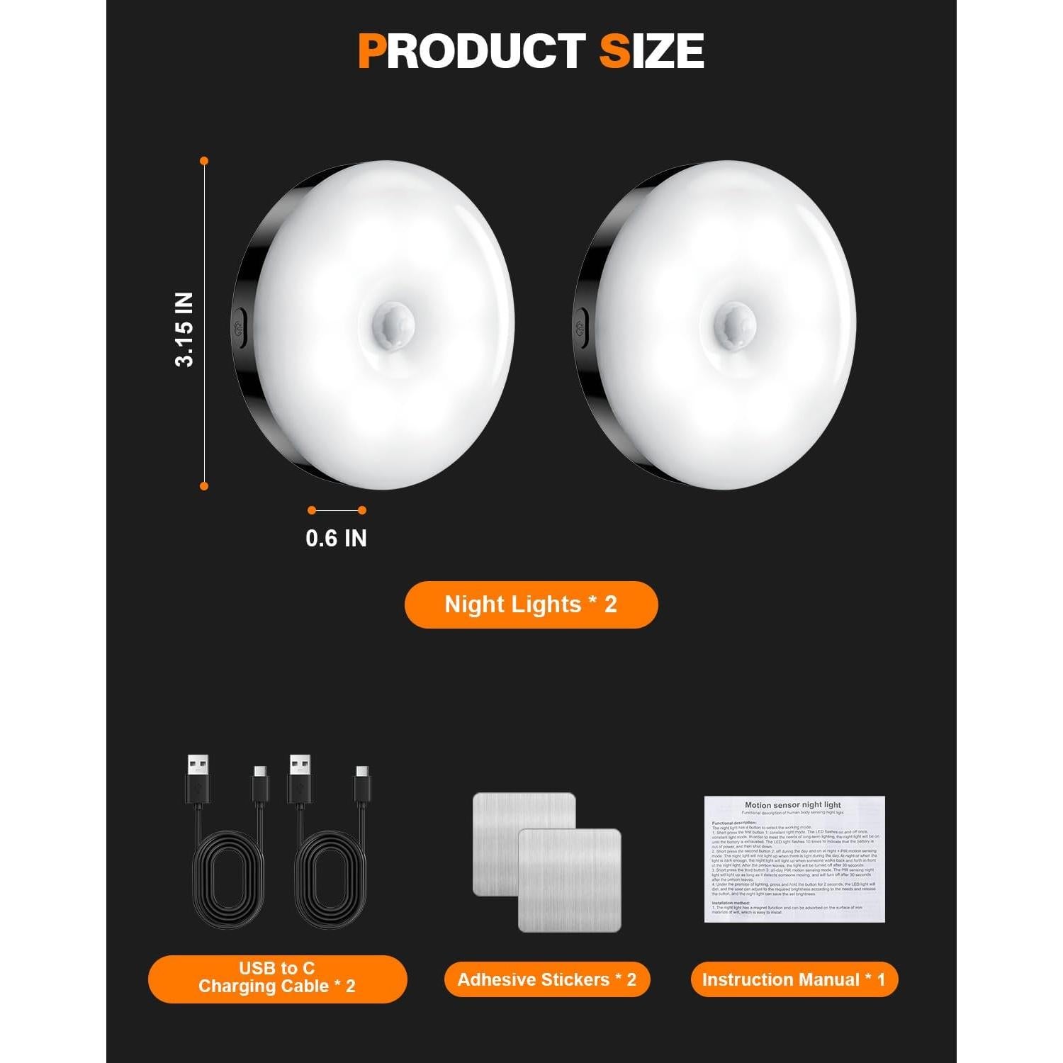 Sensor de Movimiento Luz Nocturna LED AXHHTVCGY Carga USB