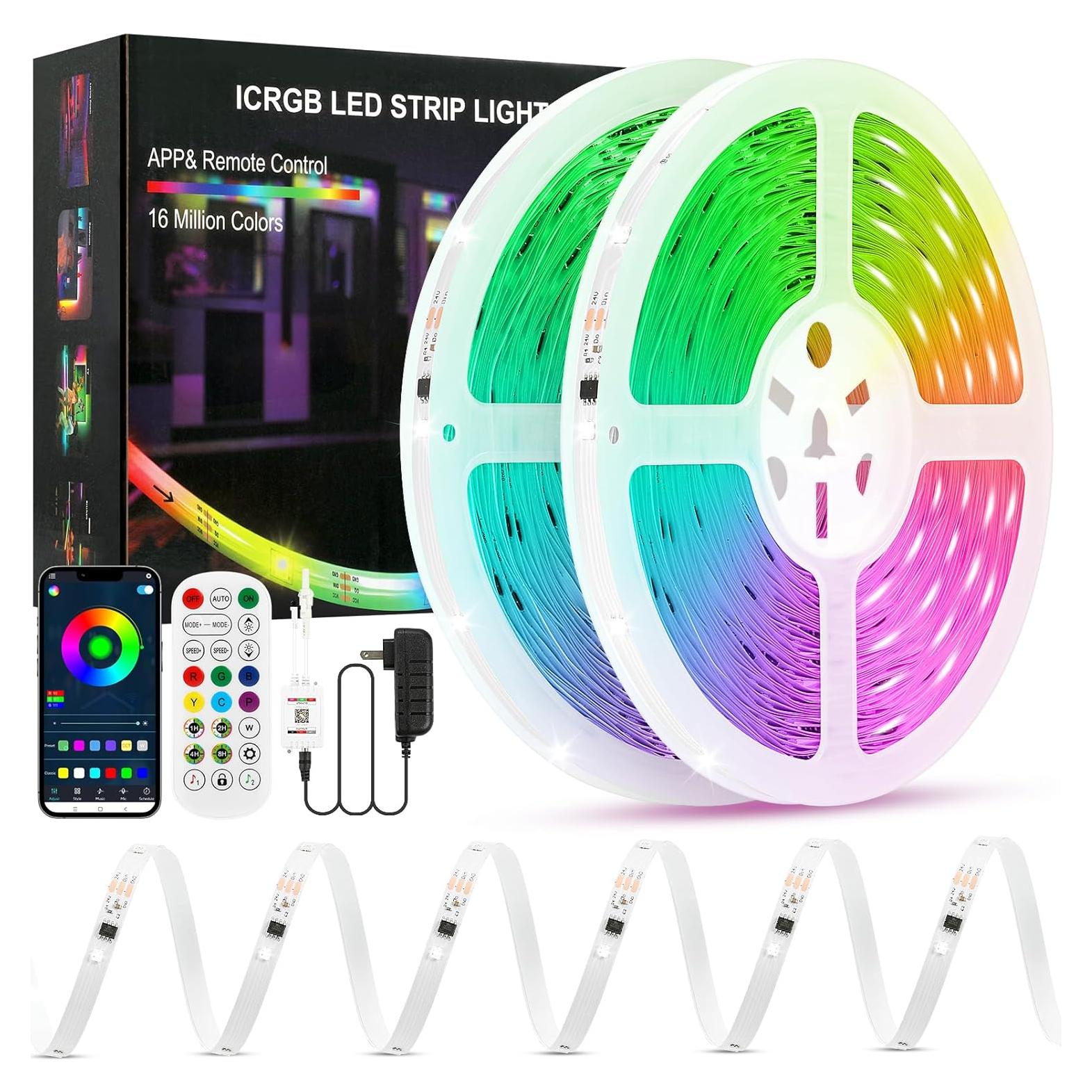 Tiras LED IC+RGB 20m ERBTY con control remoto y música