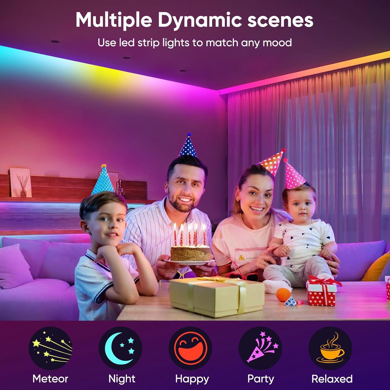 Tiras LED IC+RGB 20m ERBTY con control remoto y música