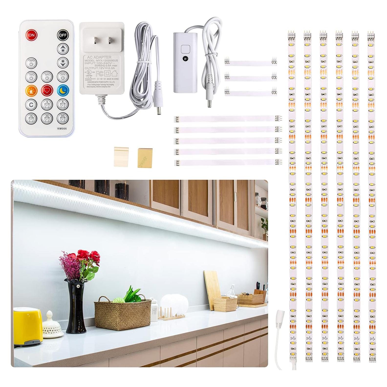 Luz LED Regulable Bajo Gabinete WOBANE 6 PCS 6000K 1500LM