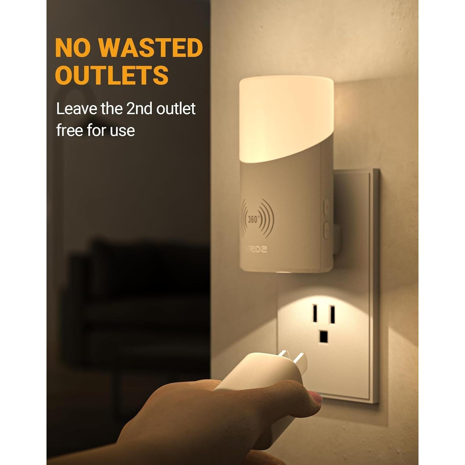 Luz Nocturna LED Lyridz Enchufable con Sensor de Movimiento 360°