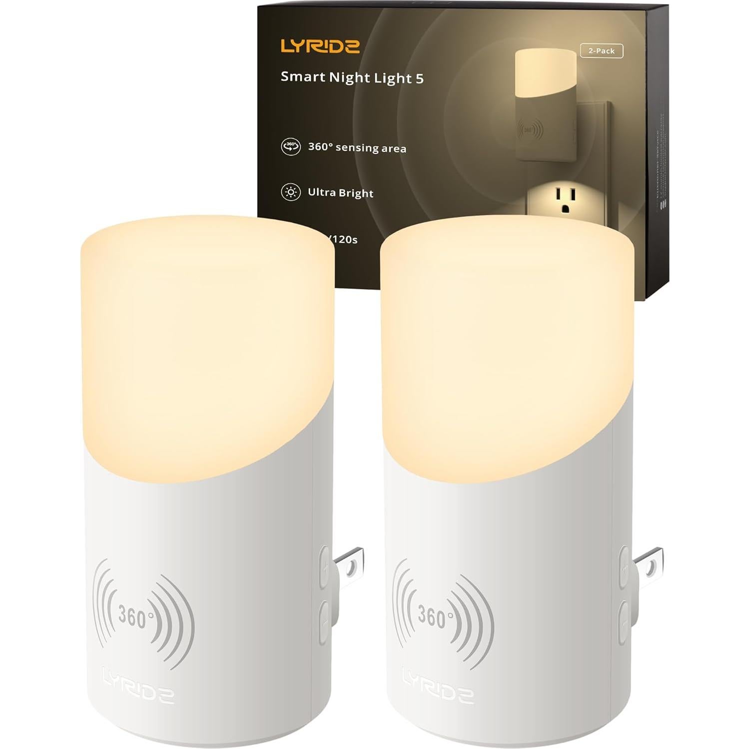 Luz Nocturna LED Lyridz Enchufable con Sensor de Movimiento 360°