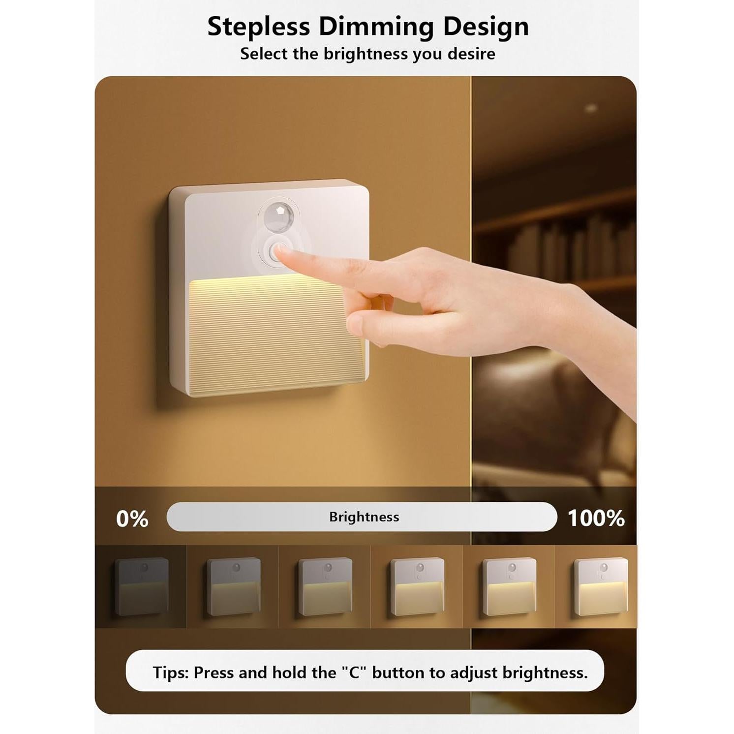 Sensor de Movimiento Luz Nocturna LED NICKLUC Recargable 7 Colores