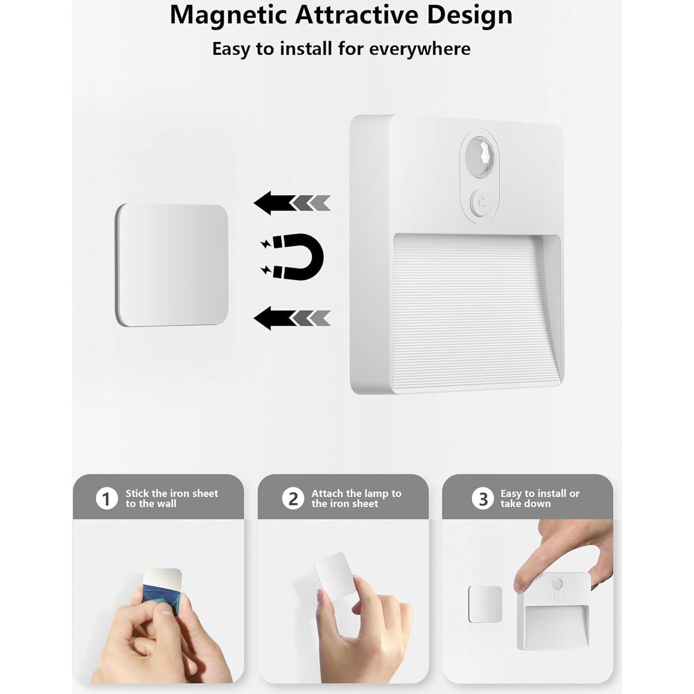 Sensor de Movimiento Luz Nocturna LED NICKLUC Recargable 7 Colores