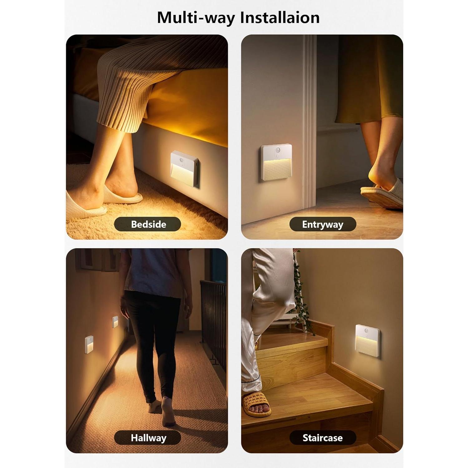 Sensor de Movimiento Luz Nocturna LED NICKLUC Recargable 7 Colores