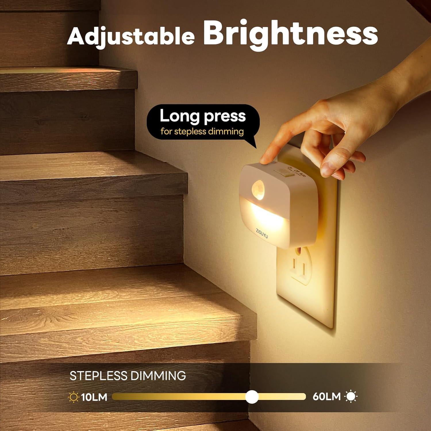 Luz Nocturna LED Enchufable ZISUYU con Sensor de Movimiento 10-60lm