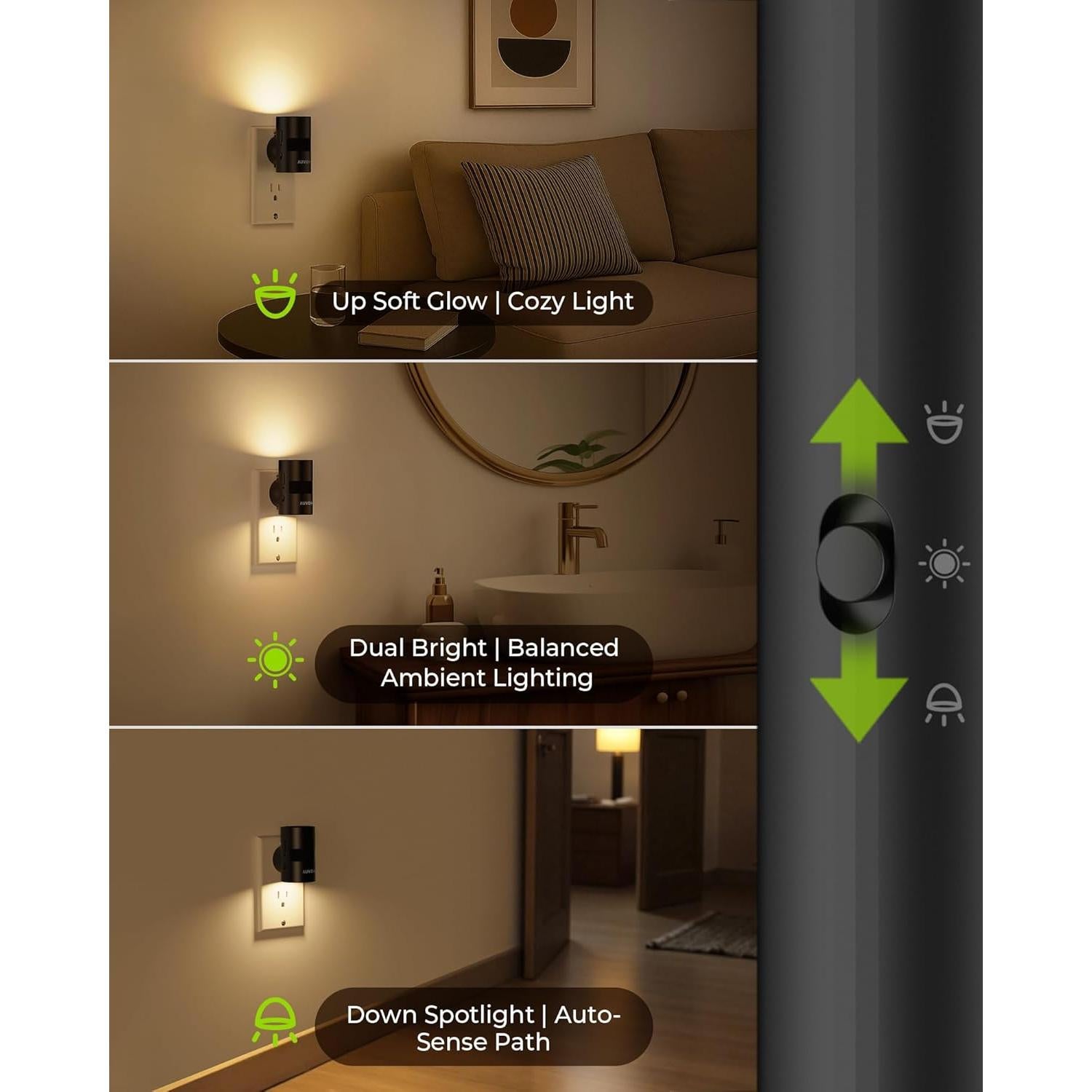 Luz Nocturna LED AUVON Regulable con Sensor de Movimiento 2 Pzas