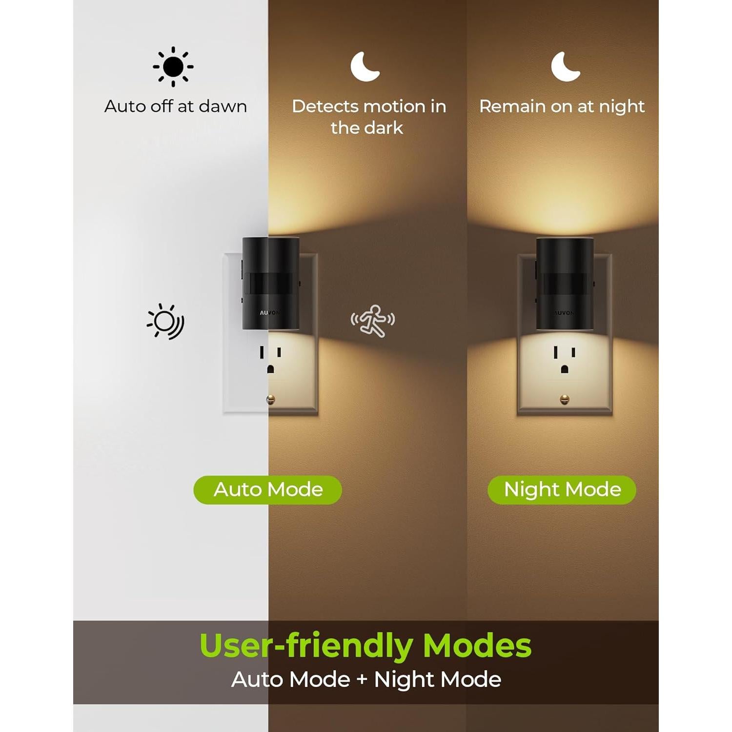 Luz Nocturna LED AUVON Regulable con Sensor de Movimiento 2 Pzas