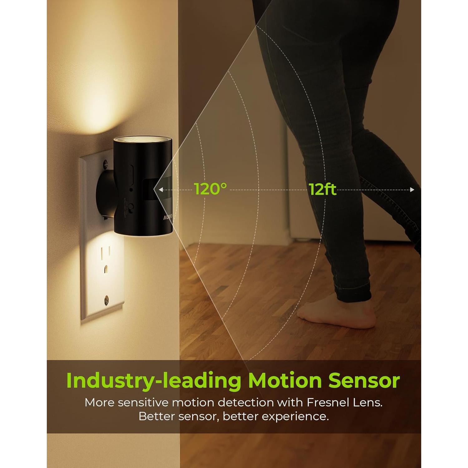 Luz Nocturna LED AUVON Regulable con Sensor de Movimiento 2 Pzas