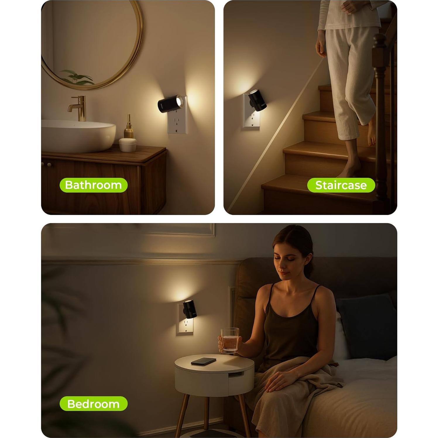 Luz Nocturna LED AUVON Regulable con Sensor de Movimiento 2 Pzas