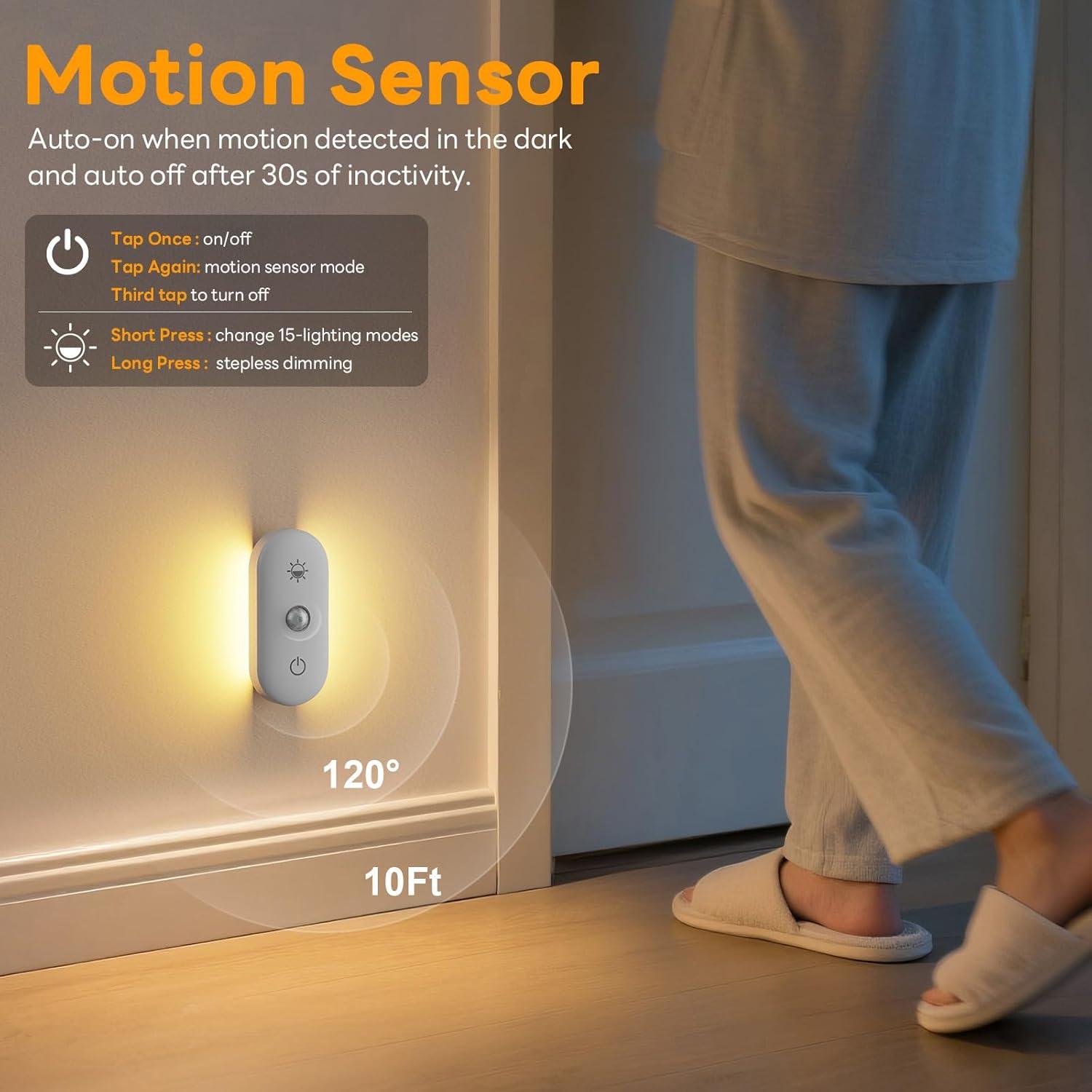 Luz Nocturna Recargable Hiromeco con Sensor de Movimiento 3000K