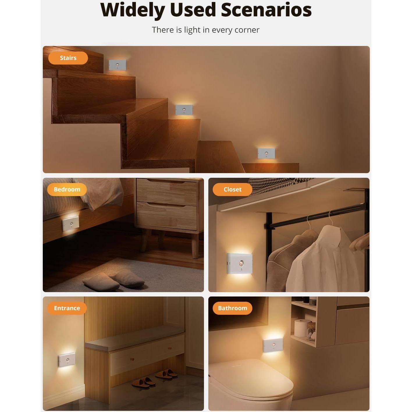 Luz Nocturna Recargable con Sensor de Movimiento Wowatt - 3 Paquetes