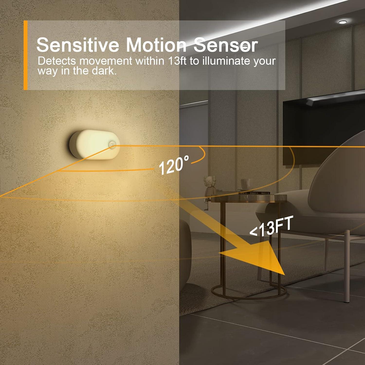 Luz Nocturna LED Recargable Lyridz con Sensor de Movimiento, 4 Piezas