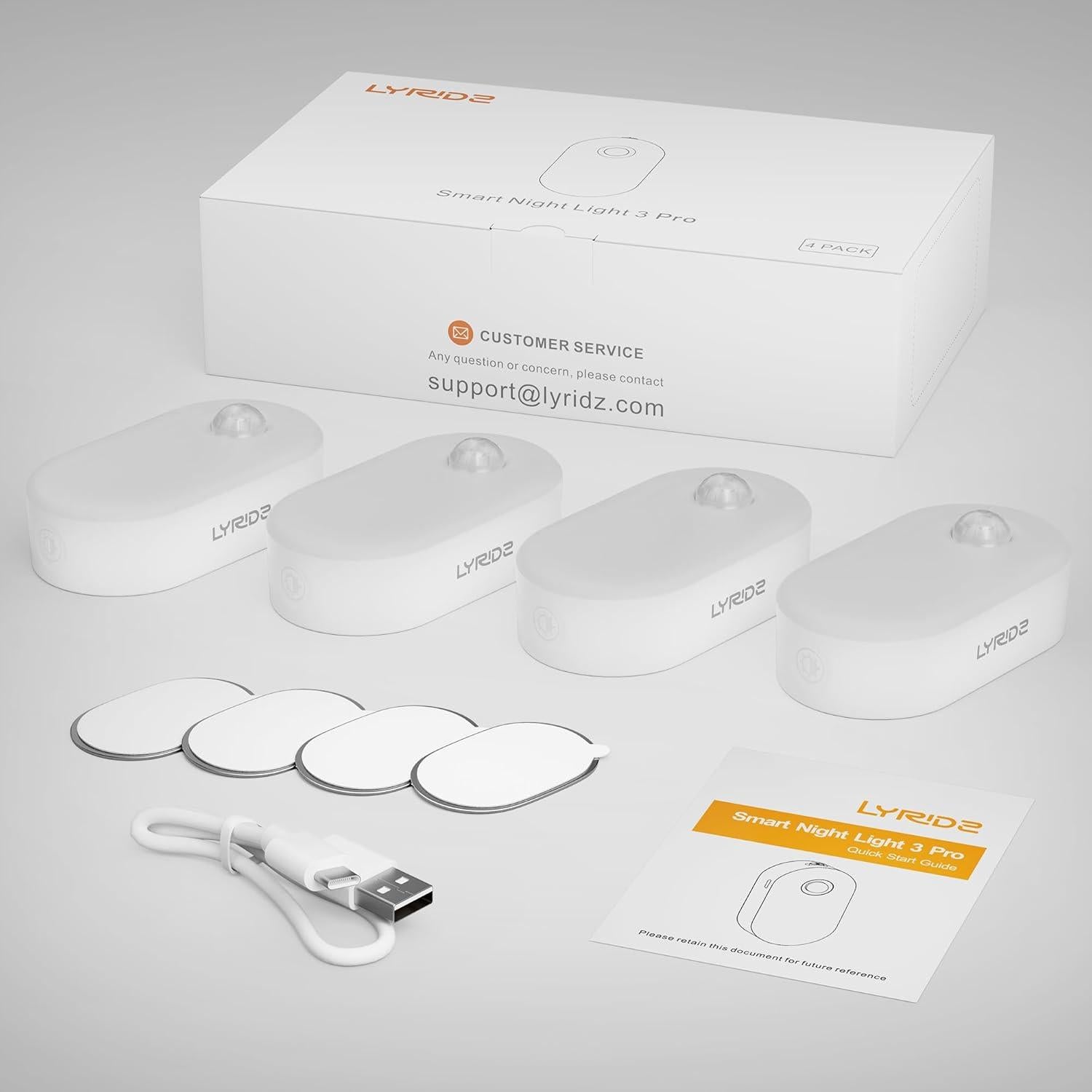 Luz Nocturna LED Recargable Lyridz con Sensor de Movimiento, 4 Piezas