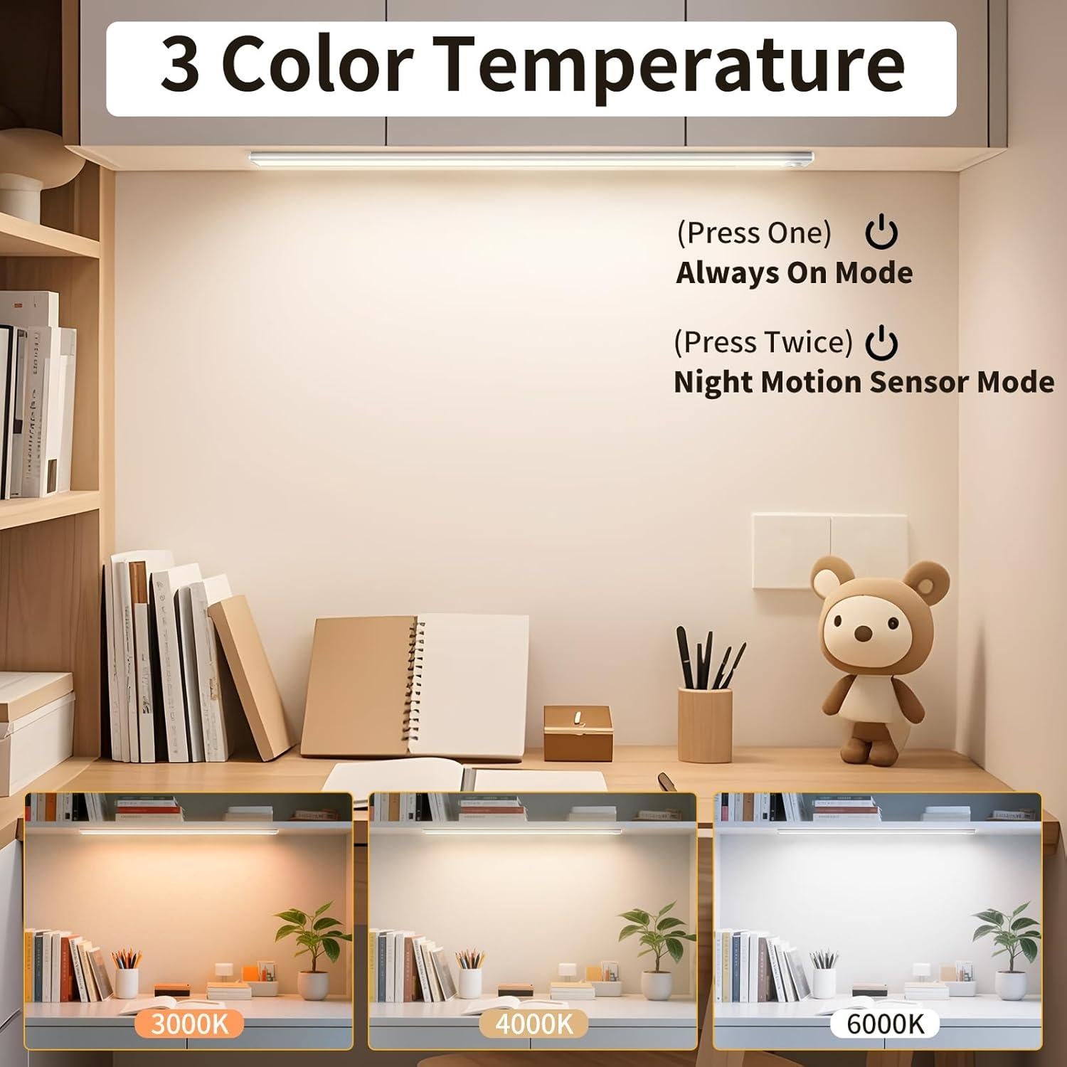 Iluminación Bajo Gabinete 40 cm MZ-CT1002 con Sensor de Movimiento