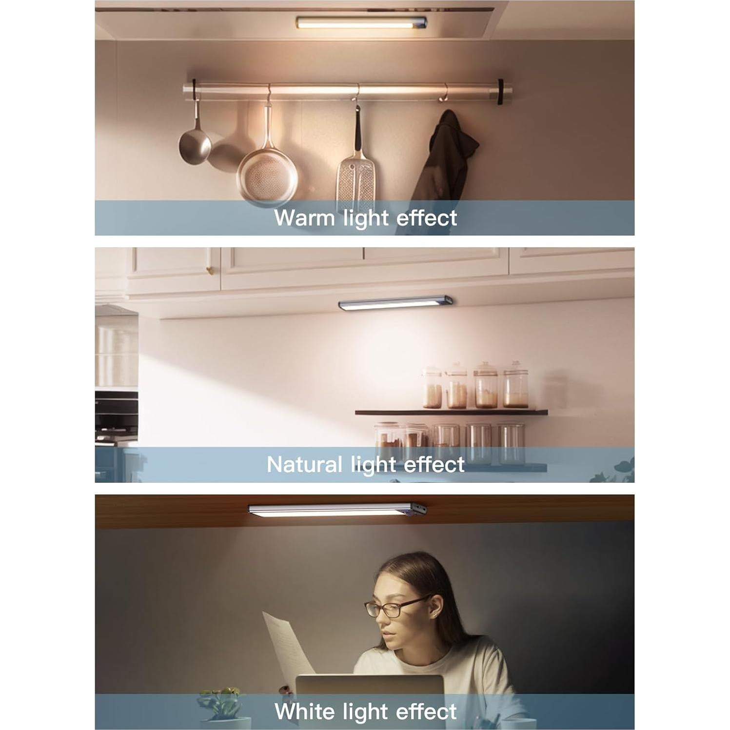 Luces Bajo Gabinete YIGER 52 LED Recargables con Sensor Movimiento