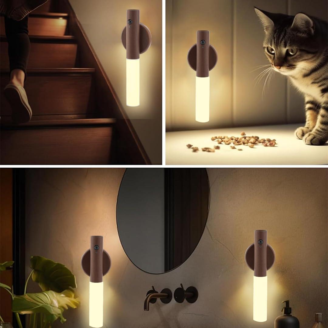 Luz Nocturna LED LANDGOO Madera de Nogal con Sensor 180mm