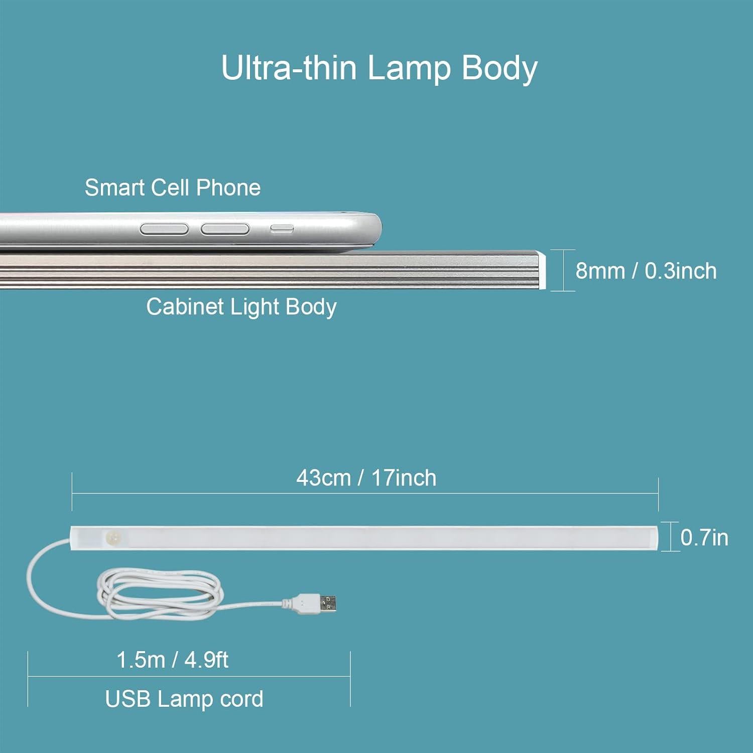 Barra de Luz LED IKSLED 43.2 cm con Sensor de Movimiento Blanco Frío