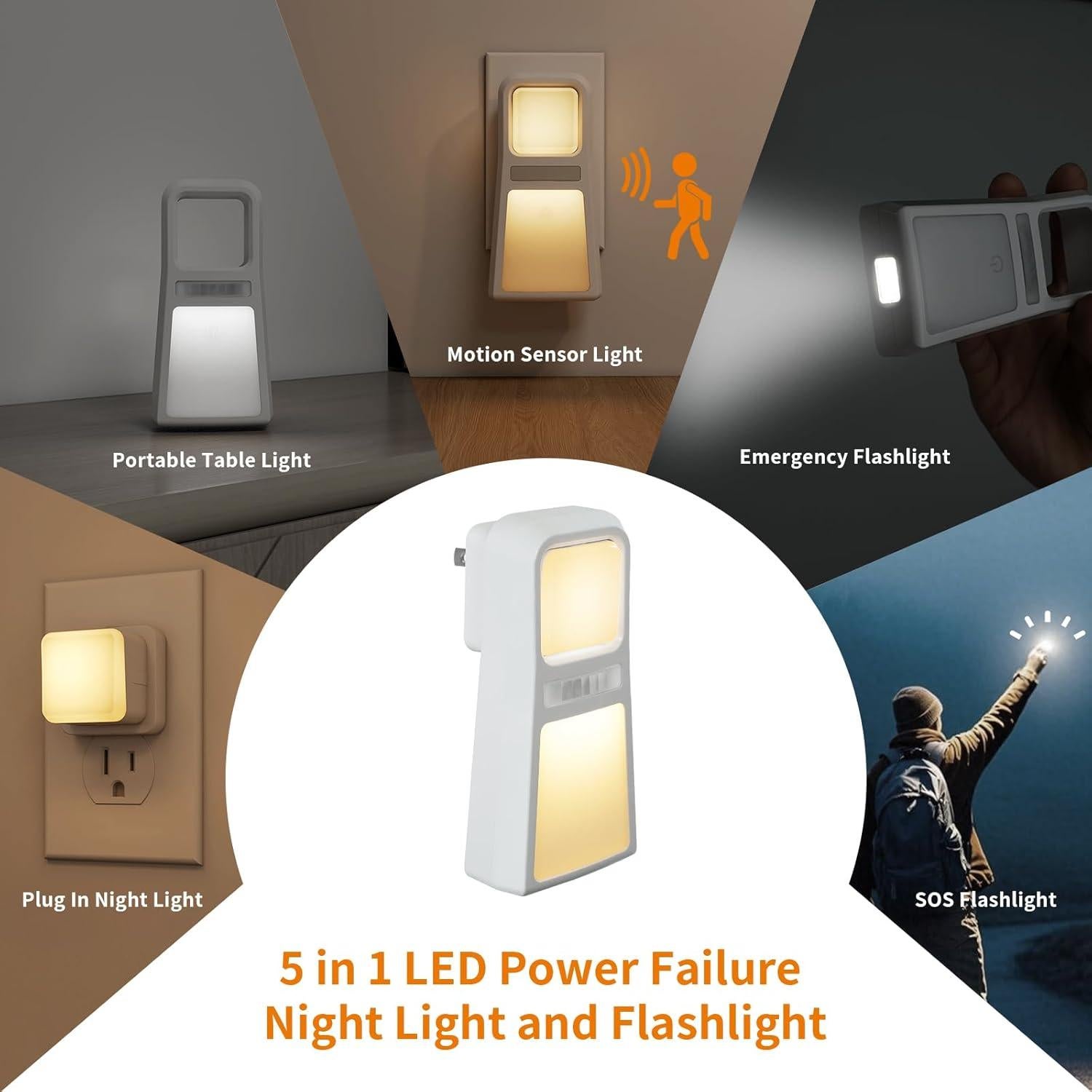 Luz Nocturna Multifuncional Dawnrise 5-en-1 con Sensor
