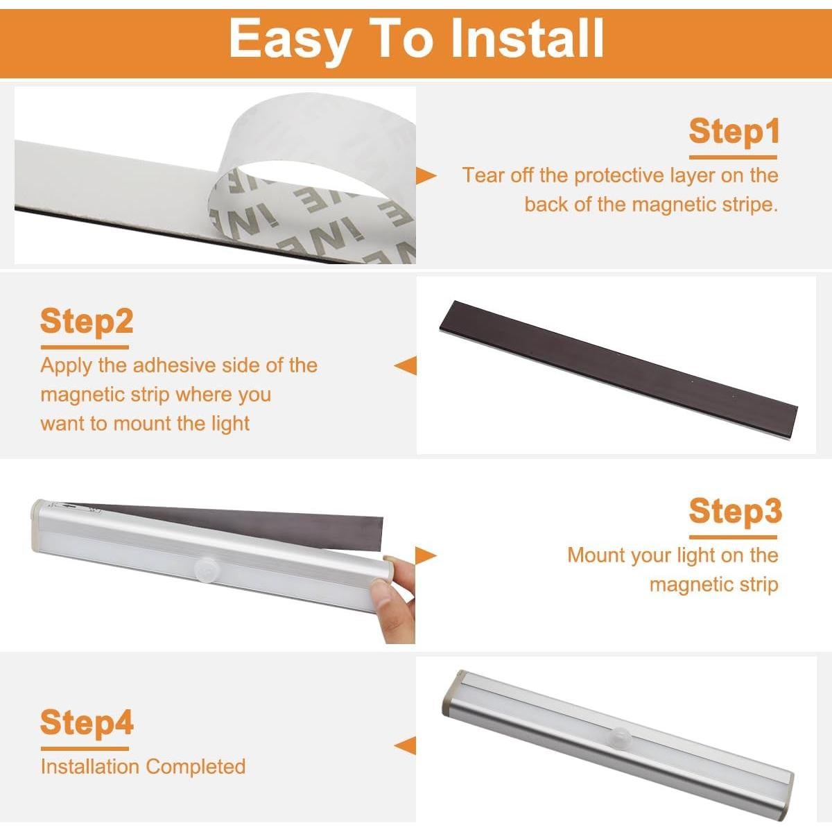 Luces de Escalera Inalámbricas LYCARESUN con Sensor de Movimiento - 3 Piezas