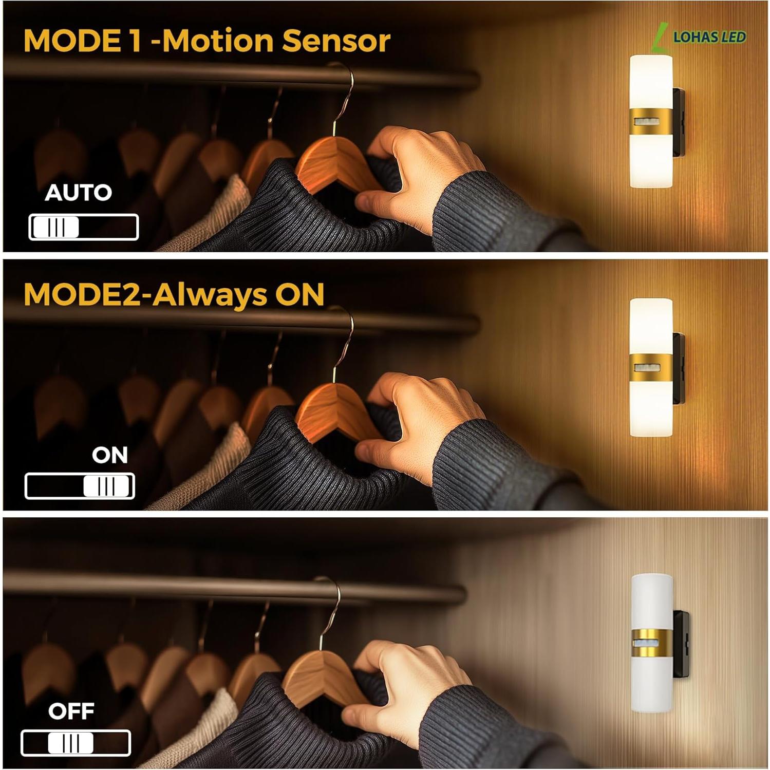 Luz Nocturna LED Recargable L LOHAS con Sensor de Movimiento