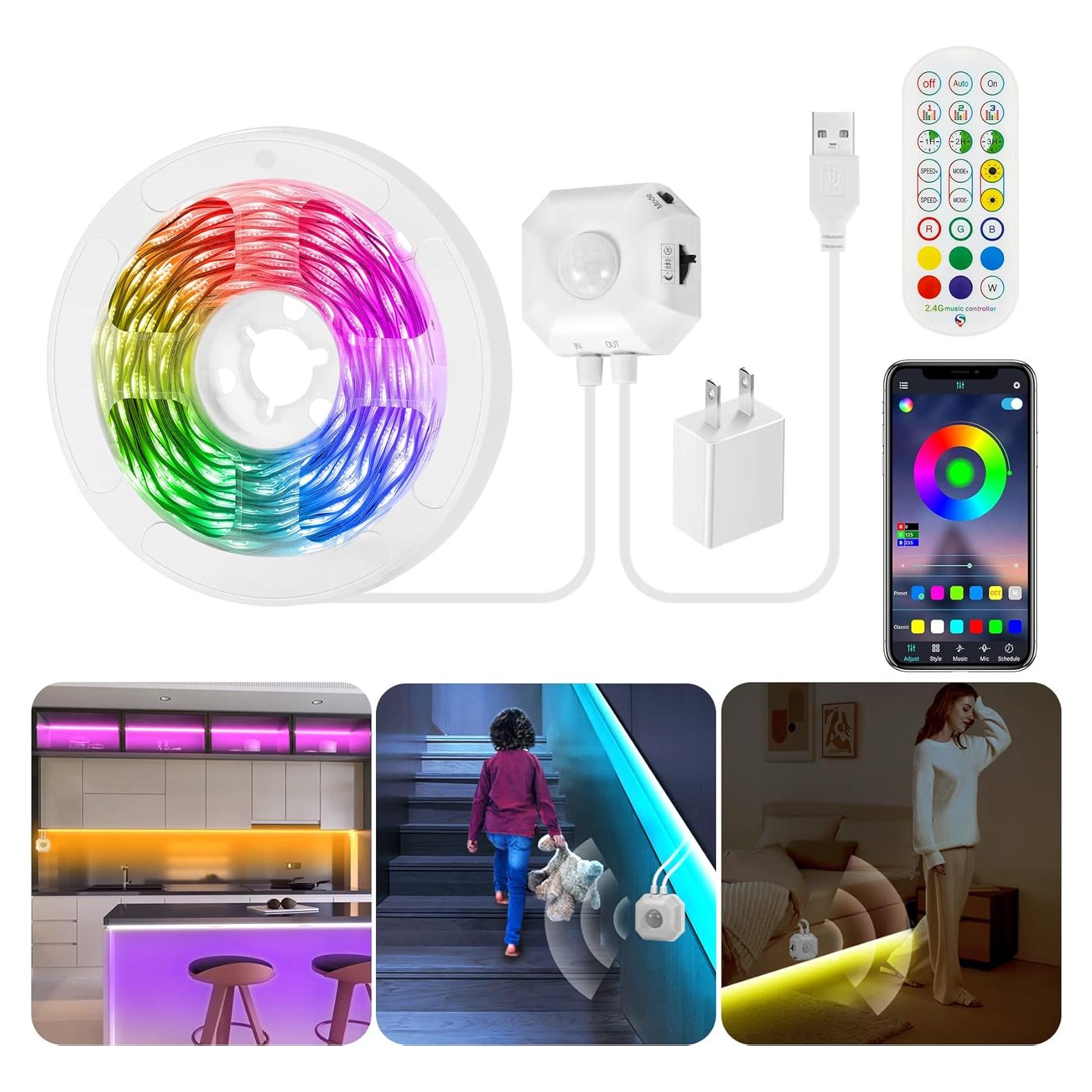 Tira LED RGB HOUHUI 2.99m con Sensor de Movimiento y Control App