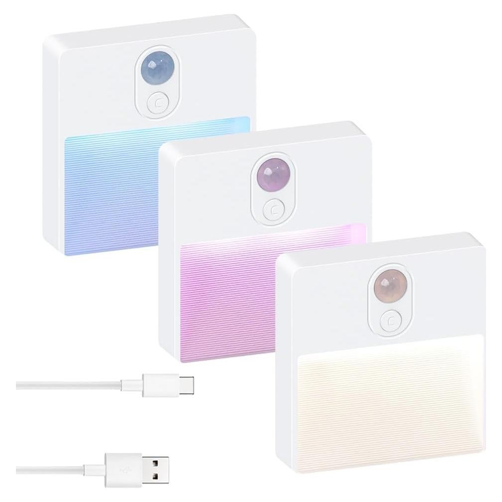 Luz Nocturna LED ASAWASA con Sensor de Movimiento 3 Colores