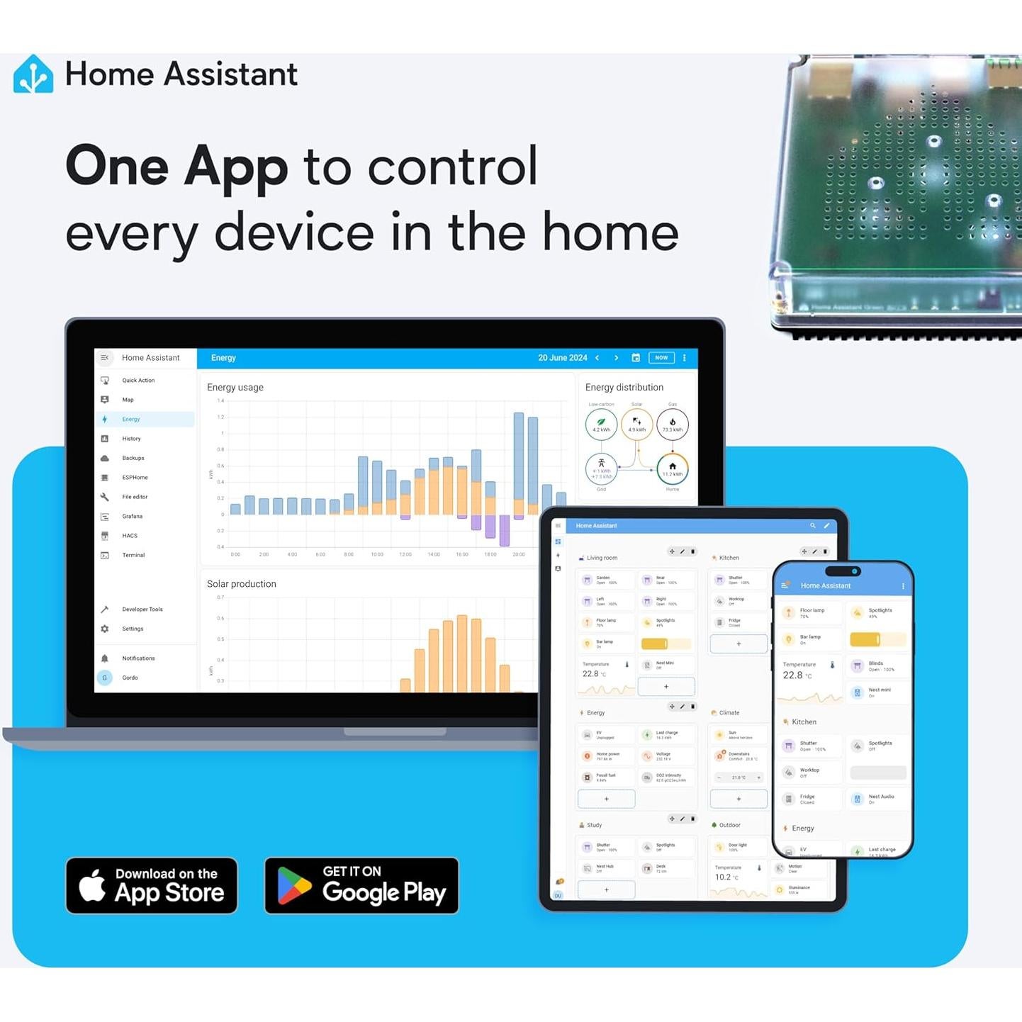Hub de Hogar Inteligente Home Assistant Green - 32GB, 4GB RAM