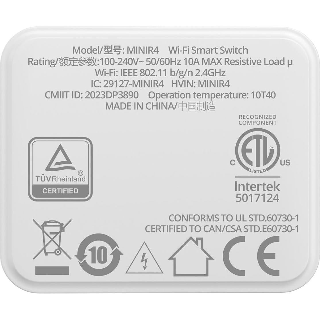 Interruptor Inalámbrico WiFi SONOFF MINIR4 10A - Paquete de 4