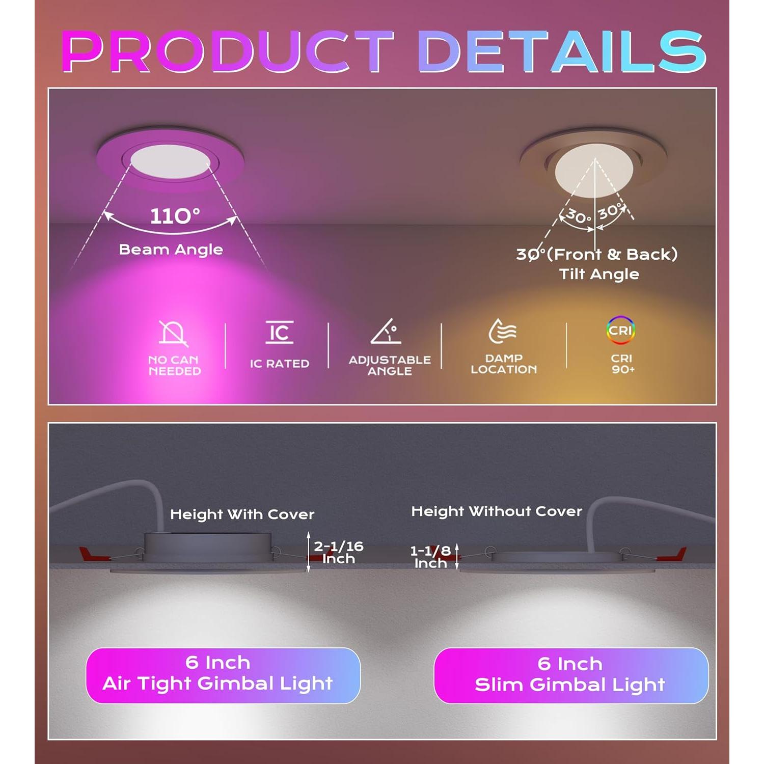 Luz LED Empotrada Inteligente CLOUDY BAY 15 cm 4 Pack RGB