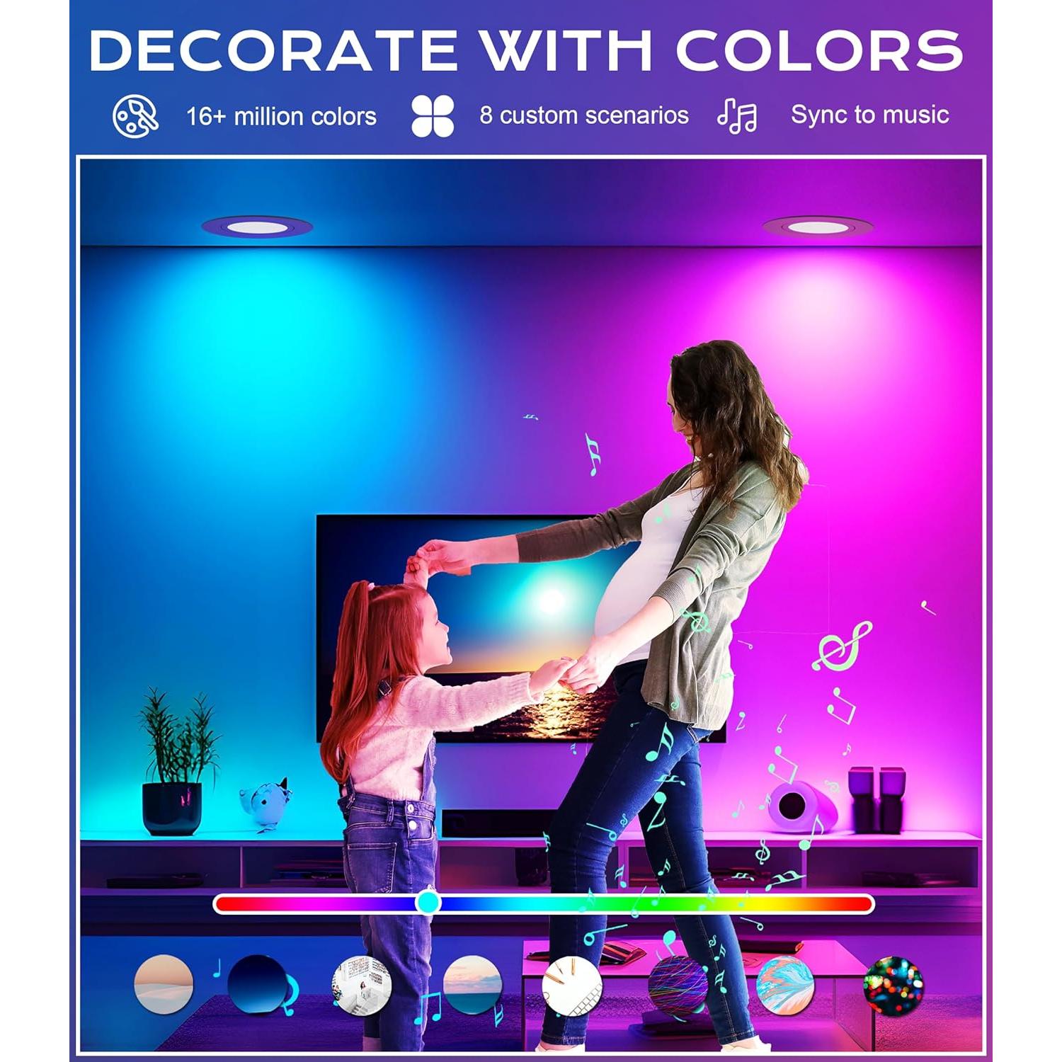 Luz LED Empotrada Inteligente CLOUDY BAY 15 cm 4 Pack RGB