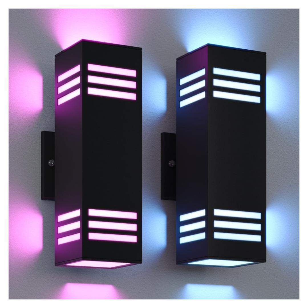 Luces de Sconce Exterior Inteligente Rosykite RGB 33cm 2 Pzas