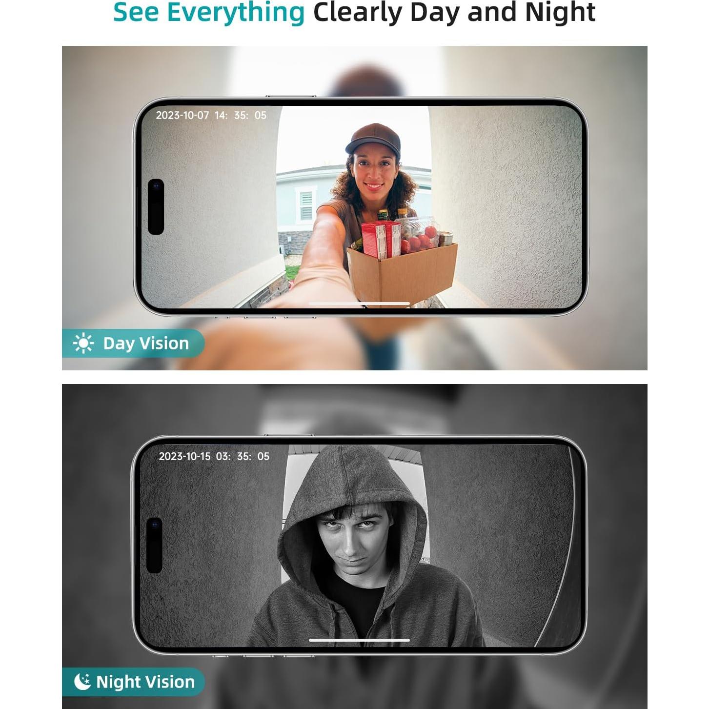 Cámara de Timbre Inalámbrica ZUMIMALL P8 2K con Audio Bidireccional