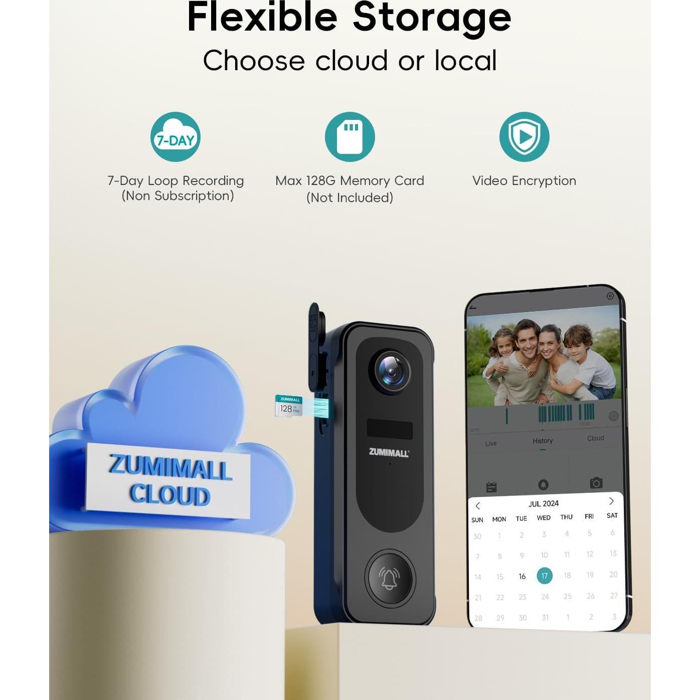 Cámara de Timbre Inalámbrica ZUMIMALL P8 2K con Audio Bidireccional