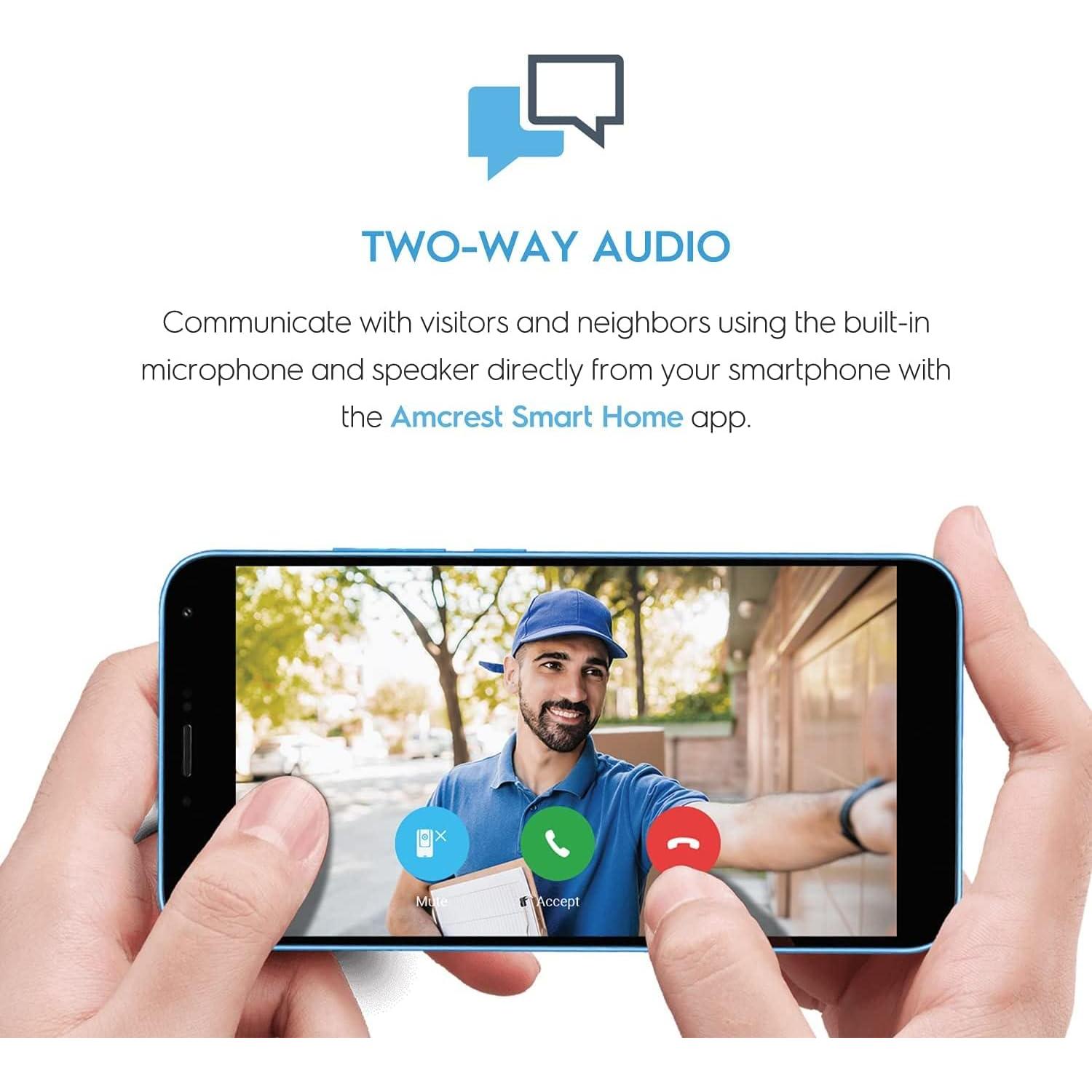 Cámara Timbre Video Amcrest AD410 4MP WiFi Detección AI IP65