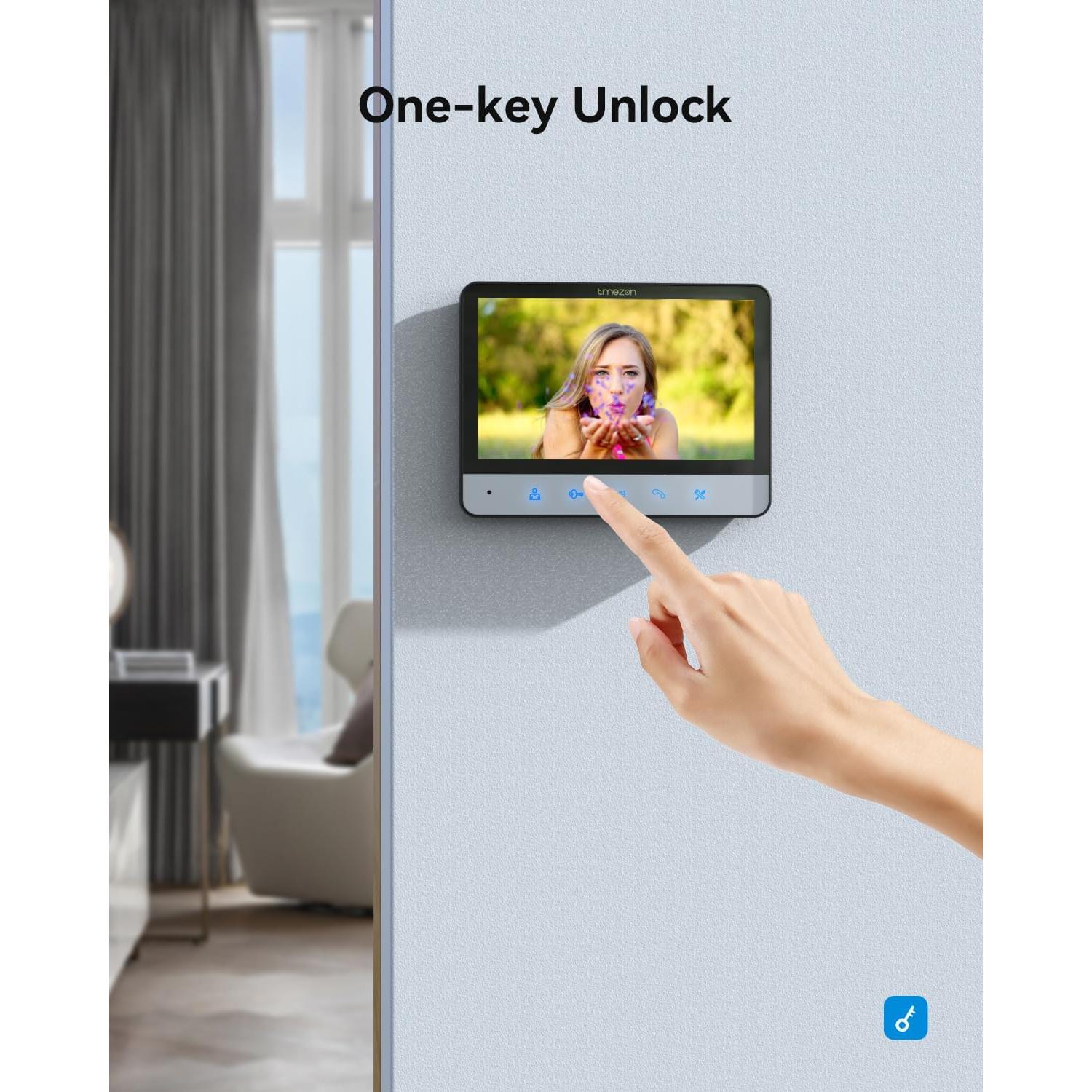 TMEZON Timbre de Video 7" HD con Monitor y Cámara IP67