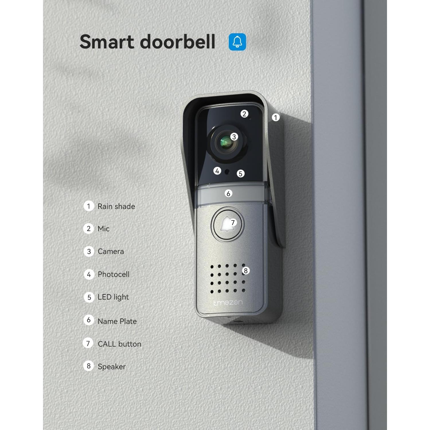 TMEZON Timbre de Video 7" HD con Monitor y Cámara IP67