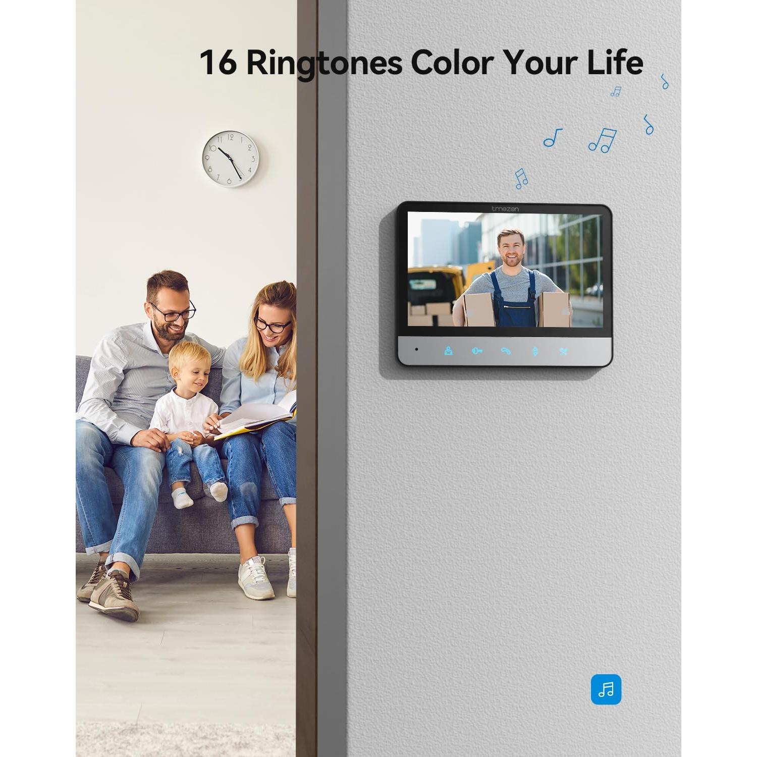 TMEZON Timbre de Video 7" HD con Monitor y Cámara IP67