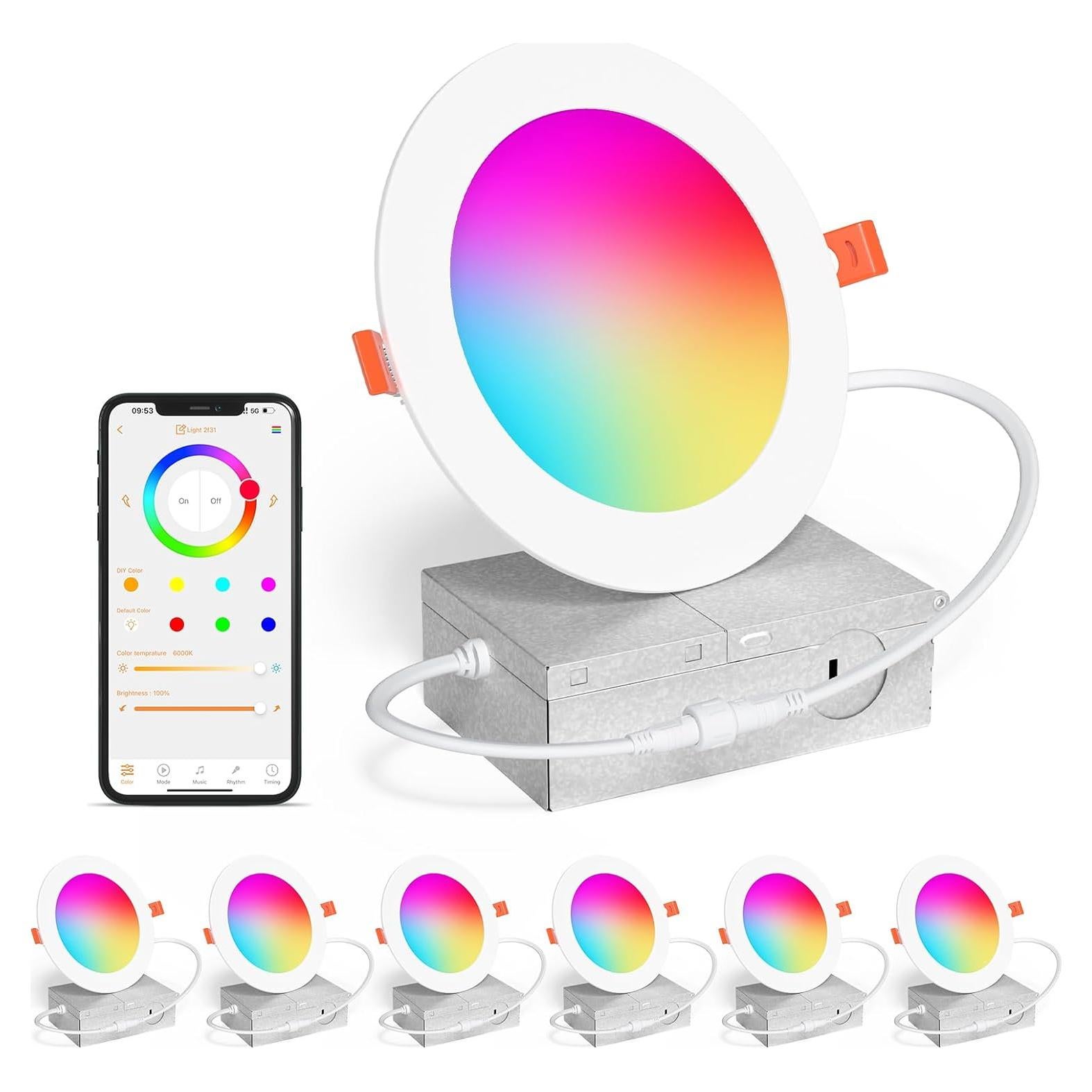 Iluminación empotrada inteligente SikSog 12W RGB+CCT 4" - Paquete de 6