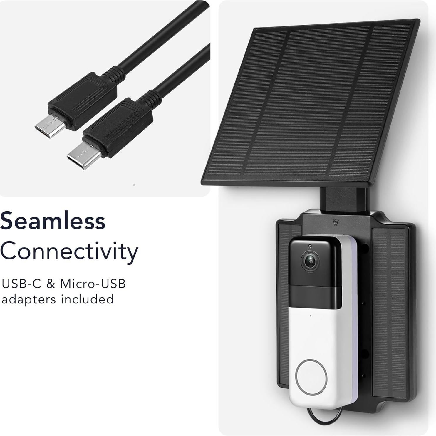 Cargador Solar Wasserstein 2.5W para Timbres Ring y Wyze