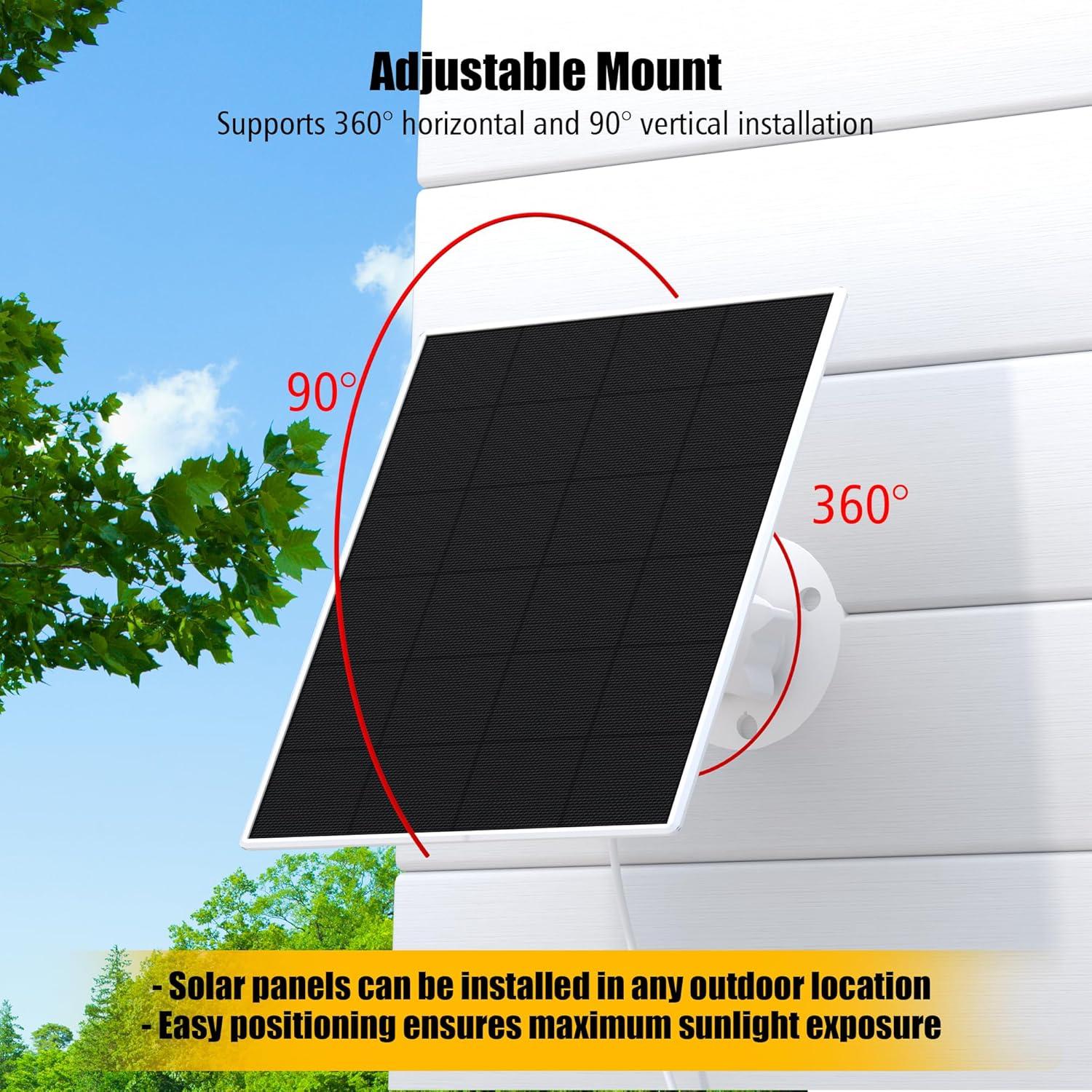 Solar Panel for Ring Doorbell 1/2/3/3+/4, Video Doorbell, Ring Battery Doorbell, Solar Charger 6W AC 9V Waterproof, Adjustable Panel Mount, 9.8ft Cable