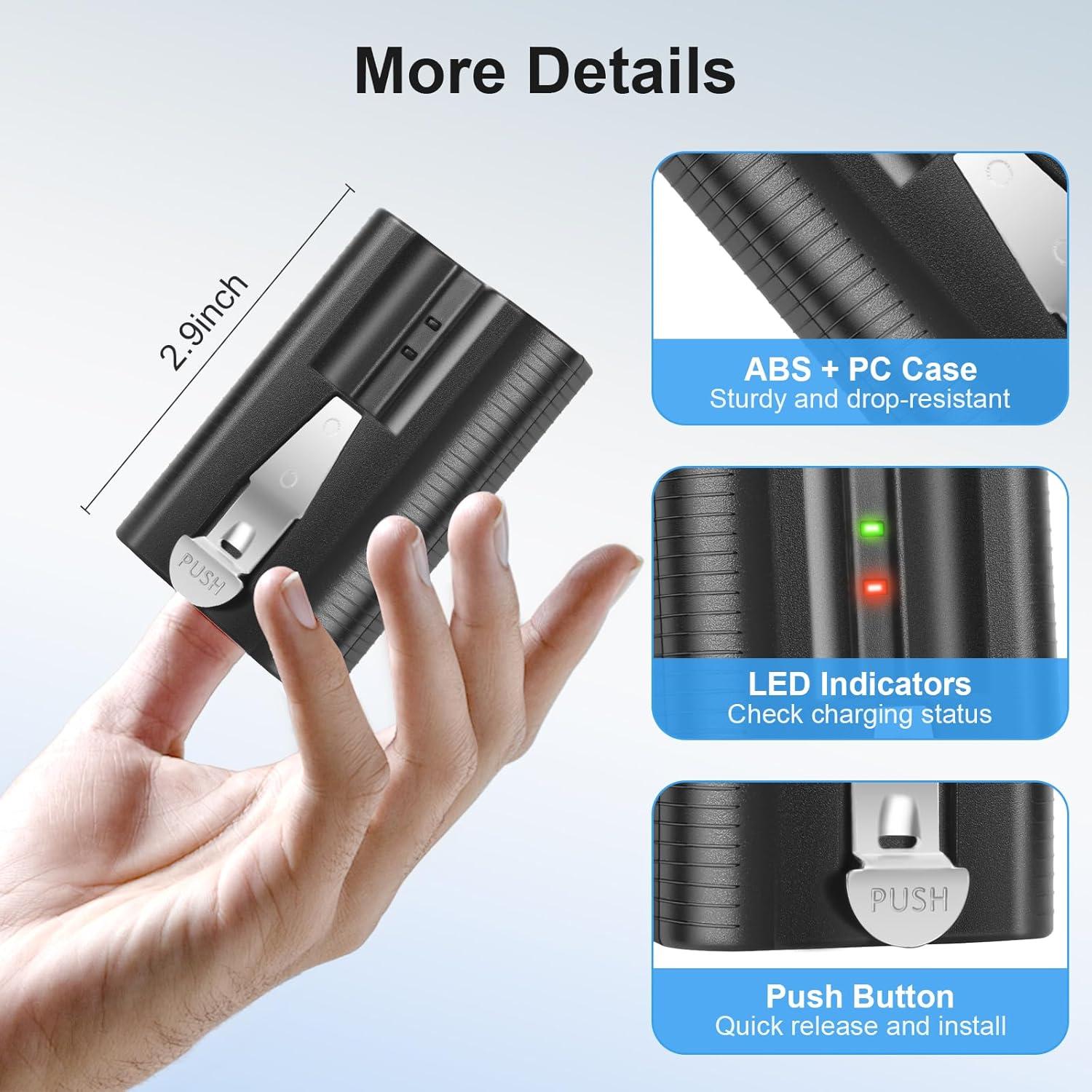 2 Baterías Recargables Litio-Ion QuasuHaven 6040mAh para Ring