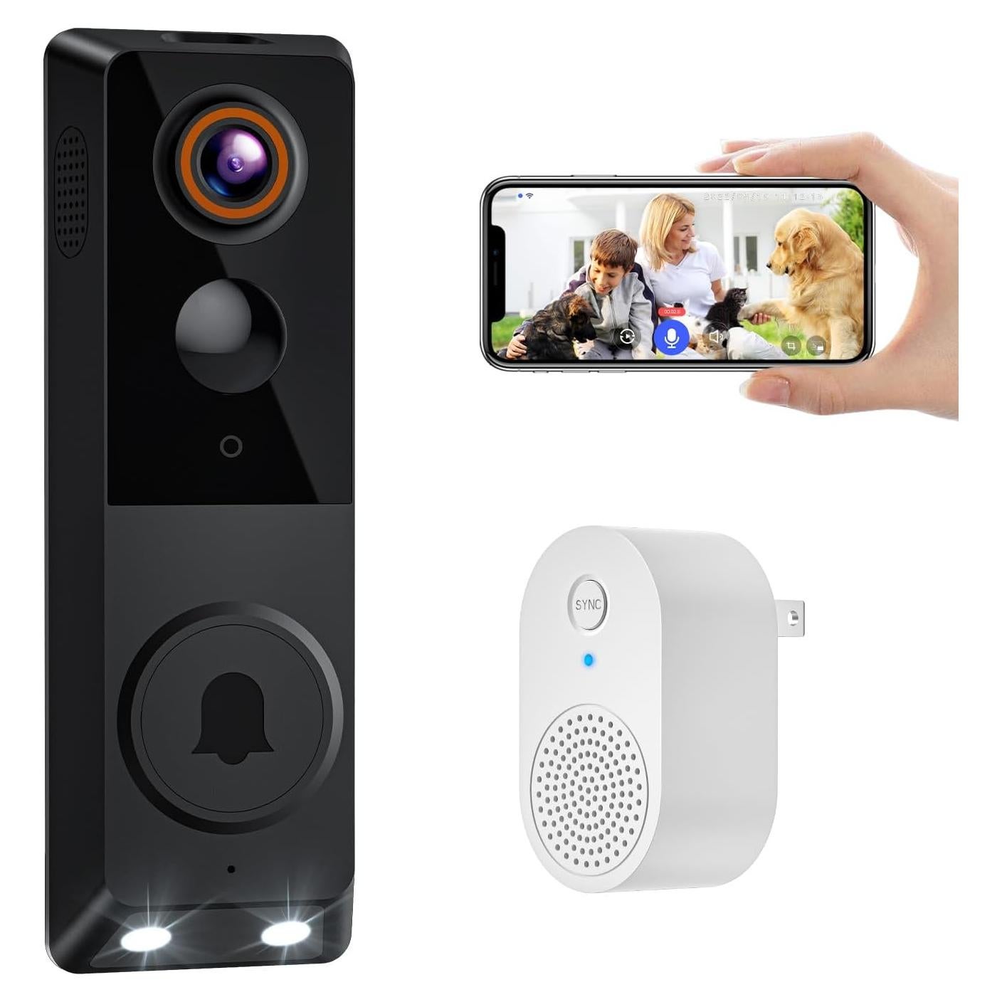 Cámara de Timbre Inalámbrico 1080p MeshSear con Visión Nocturna